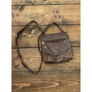 Fossil Vintage Brown Leather Crossbody Purse Key Zip Pull Genuine Leather